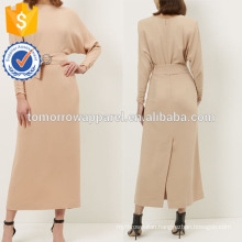 New Fashion Nude Belted Long Sleeve Midi Dress Manufacture Wholesale Fashion Women Apparel (TA5220D)